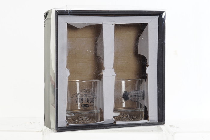 DKD Home Decor Juego de 4 Vasos de Cristal de 320 ml Impreso