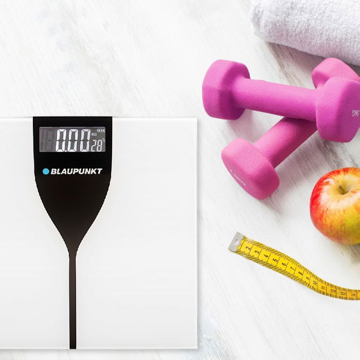 BLAUPUNKT Báscula de Baño Digital con Indicador de Temperatura y Superficie de Cristal Extraplano