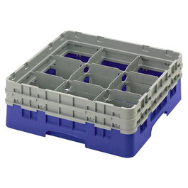 CAMBRO - 9S434-416 - Cesta de lavado 9 comp. 2 alturas - 14,8 cm Ø máx. - alt. máx. 13,5 cm - 50 x 50 x 18,4 cm - Arándano
