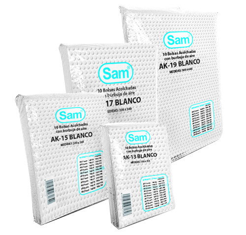 Sam AK-17 Paquete 10 Bolsas Air Bag Adhesiva Acolchada Blanco Medida Interior 230X340 Sam AK-17 Paquete 10 Bolsas Air Bag Adhesiva Acolchada Blanco Medida Interior 230X340