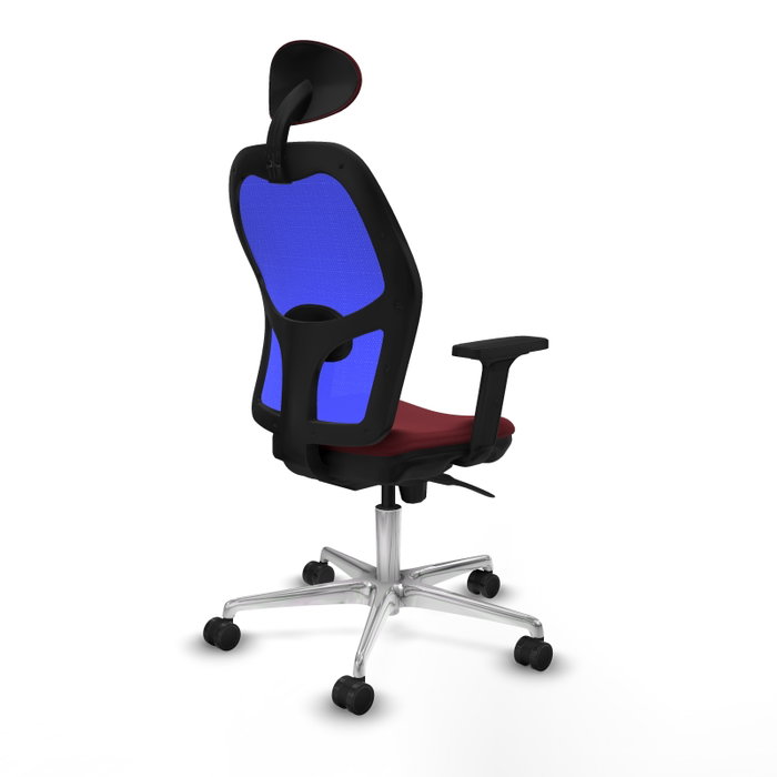 PIQUERAS Y CRESPO Silla de oficina Jorquera con mecanismo Sincro, Similpiel Granate y Malla Azul PIQUERAS Y CRESPO Silla de oficina Jorquera con mecanismo Sincro, Similpiel Granate y Malla Azul