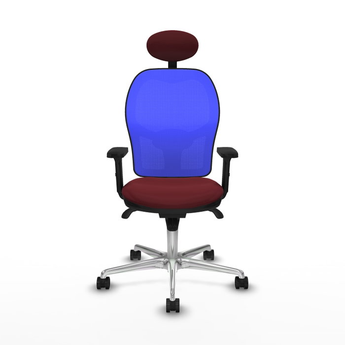 PIQUERAS Y CRESPO Silla de oficina Jorquera con mecanismo Sincro, Similpiel Granate y Malla Azul PIQUERAS Y CRESPO Silla de oficina Jorquera con mecanismo Sincro, Similpiel Granate y Malla Azul