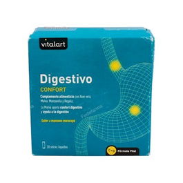 Vitalart Digestivo Confort 20 Sticks - Complemento Alimenticio Líquido con Aloe Vera, Malva, Manzanilla y Regaliz para el Bienestar Digestivo