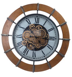 DKD Home Decor Reloj de Pared de Pino y Metal Natural/Blanco 86x86 cm