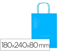 Q-connect Bolsa Papel Celulosa Celeste XS con Asa Retorcida 180x240x80 mm (25 Unidades)