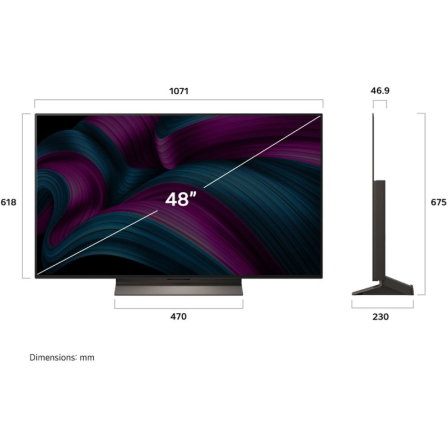 LG OLED48C56LB Televisor OLED Evo AI C5 48" Smart TV 4K Ultra HD con Procesador IA α9 Gen8 para Cine y Gaming, WiFi, 144Hz, Dolby Vision Atmos