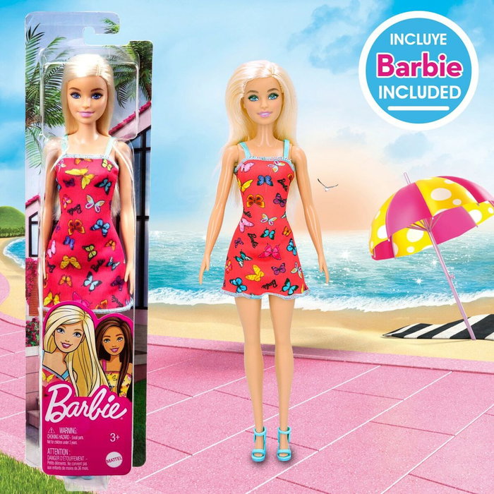 Color Baby Cubo de playa Barbie 18 cm con accesorios y muñeca Barbie en mochila