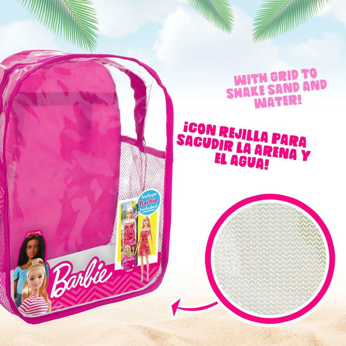 Color Baby Cubo de playa Barbie 18 cm con accesorios y muñeca Barbie en mochila