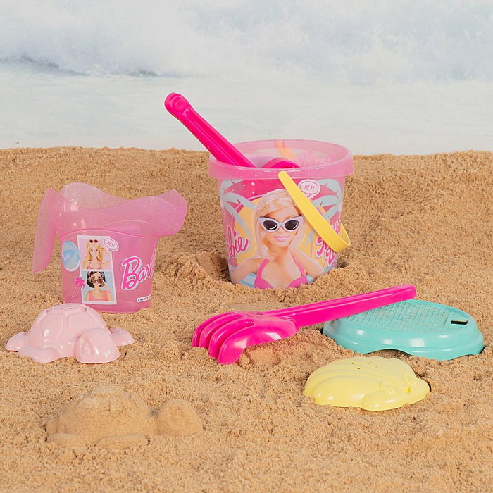 Color Baby Cubo de playa Barbie 18 cm con accesorios y muñeca Barbie en mochila