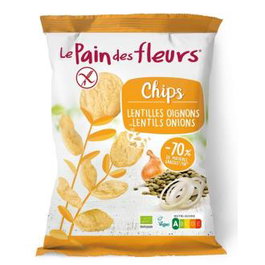 LE PAIN DES FLEURS Chips de Lentejas con Cebolla 50Gr - Aperitivo Crujiente, Bio, Sin Gluten, Veganas, Fuente de Fibra