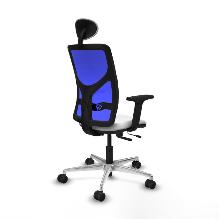 PIQUERAS Y CRESPO Silla de oficina Motilla con mecanismo Sincro/Traslack, tela blanca y malla azul PIQUERAS Y CRESPO Silla de oficina Motilla con mecanismo Sincro/Traslack, tela blanca y malla azul