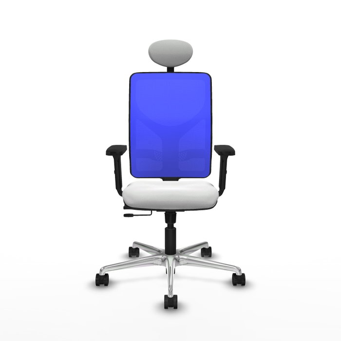 PIQUERAS Y CRESPO Silla de oficina Motilla con mecanismo Sincro/Traslack, tela blanca y malla azul PIQUERAS Y CRESPO Silla de oficina Motilla con mecanismo Sincro/Traslack, tela blanca y malla azul