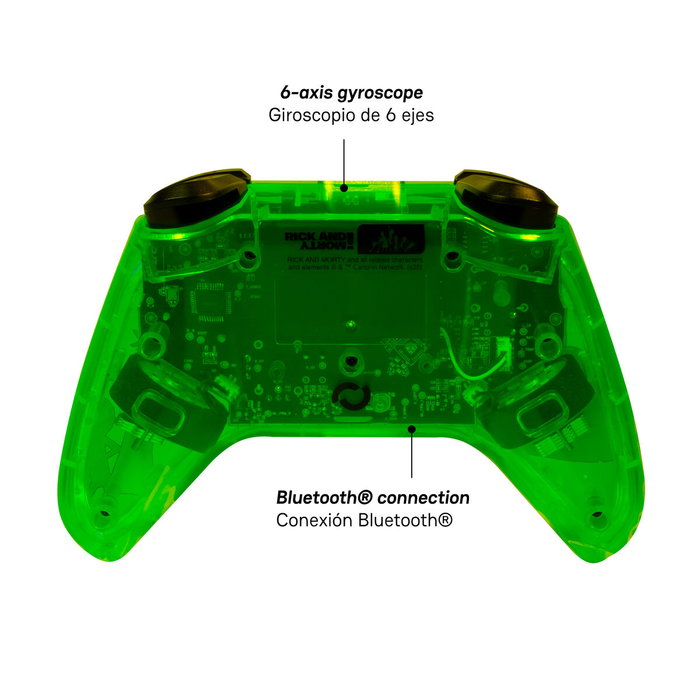 BLADE Gamepad Wireless Bluetooth para Gaming, Mando de Juego con Diseño Exclusivo Rick and Morty, LED RGB y Joystick, Conexión Universal