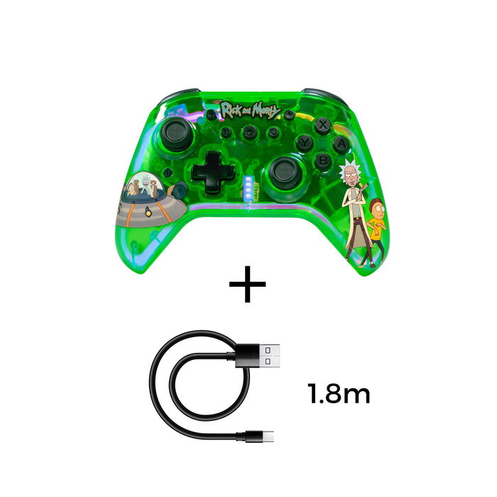 BLADE Gamepad Wireless Bluetooth para Gaming, Mando de Juego con Diseño Exclusivo Rick and Morty, LED RGB y Joystick, Conexión Universal