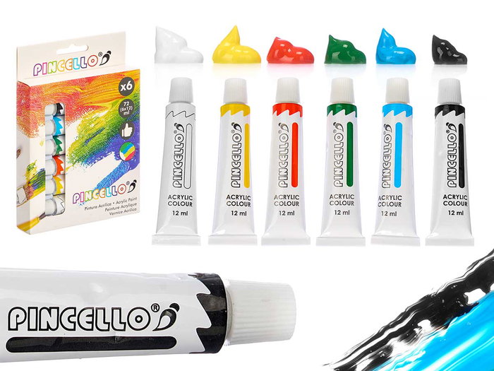 Pincello Juego 6 Botes Pintura Acrilica 11 cm x 15.5 cm x 2.5 cm 12 ml (Set de 24) Pincello Juego 6 Botes Pintura Acrilica 11 cm x 15.5 cm x 2.5 cm 12 ml (Set de 24)