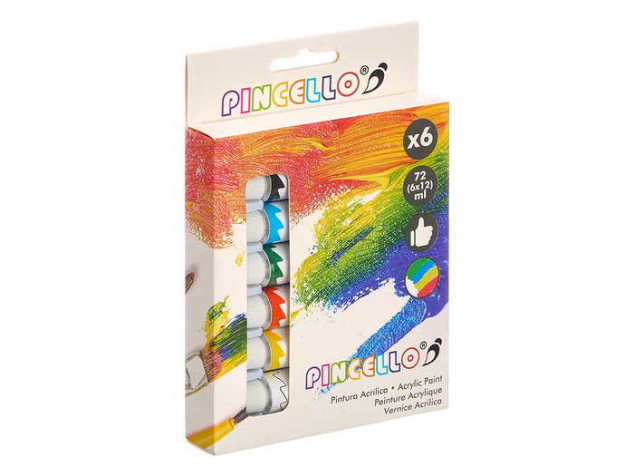 Pincello Juego 6 Botes Pintura Acrilica 11 cm x 15.5 cm x 2.5 cm 12 ml (Set de 24) Pincello Juego 6 Botes Pintura Acrilica 11 cm x 15.5 cm x 2.5 cm 12 ml (Set de 24)