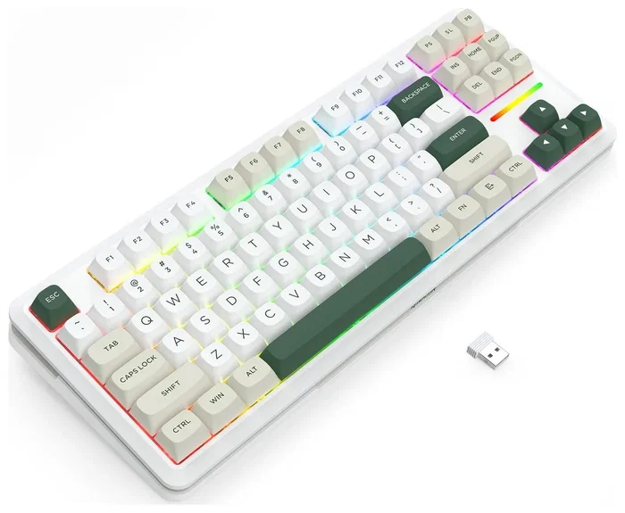 Redragon Wildslash Pro K734WCG-RGB-PRO Teclado Mecánico Inalámbrico RGB 87 Teclas Distribución Polaca Blanco