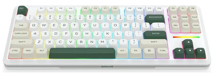 Redragon Wildslash Pro K734WCG-RGB-PRO Teclado Mecánico Inalámbrico RGB 87 Teclas Distribución Polaca Blanco