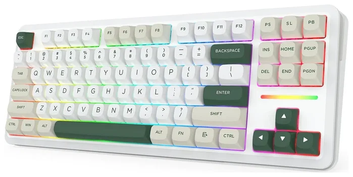 Redragon Wildslash Pro K734WCG-RGB-PRO Teclado Mecánico Inalámbrico RGB 87 Teclas Distribución Polaca Blanco