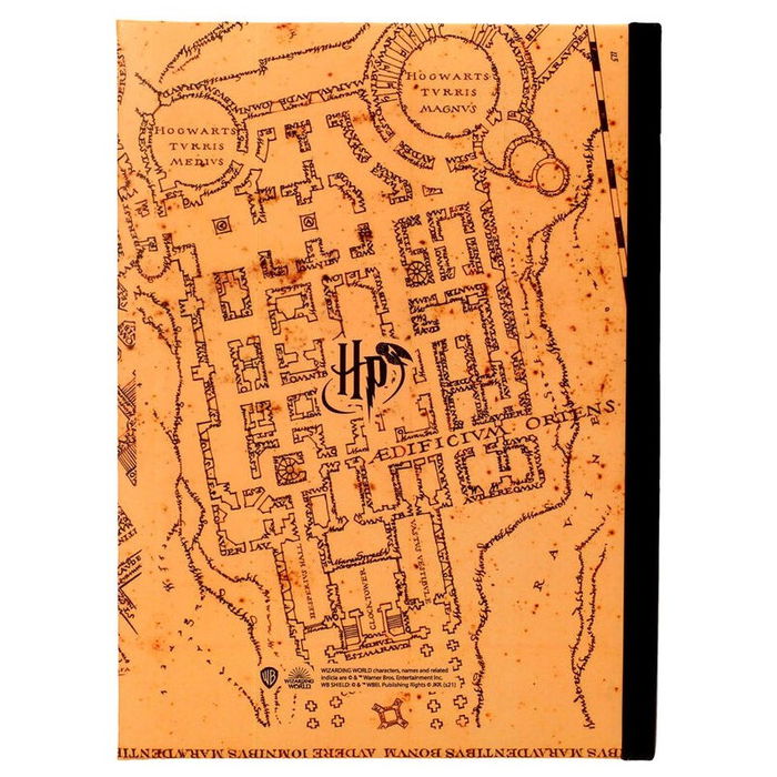 SD Toys Libreta Harry Potter Mapa del Merodeador con Luz LED - Licencia Oficial - 15x20 cm - Libreta con Luz Mágica para Colección