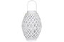 DKD Home Decor Portavelas Blanco Bambú Cristal 22 x 36 x 22 cm (4 Unidades)