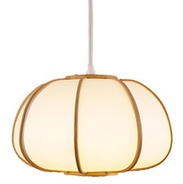 DKD Home Decor Lámpara de Techo Oriental con Plafón de Bambú y Poliéster, Color Natural/Blanco, Bombilla E27, Incluye 2 Unidades