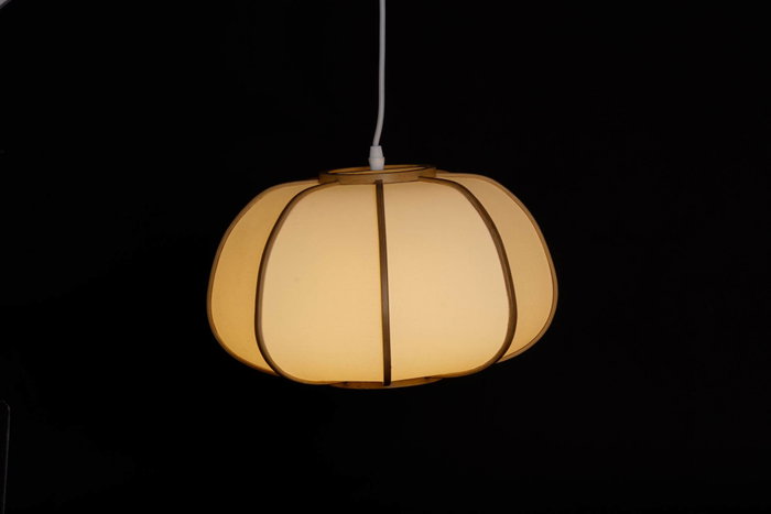 DKD Home Decor Lámpara de Techo Oriental con Plafón de Bambú y Poliéster, Color Natural/Blanco, Bombilla E27, Incluye 2 Unidades