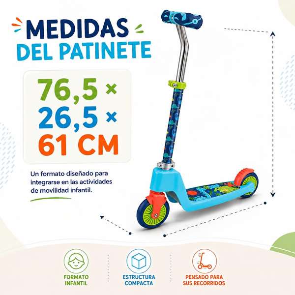 JugaToys Patinete 2 ruedas plegable Dino