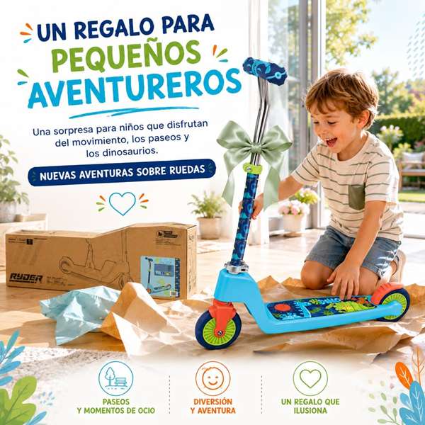JugaToys Patinete 2 ruedas plegable Dino