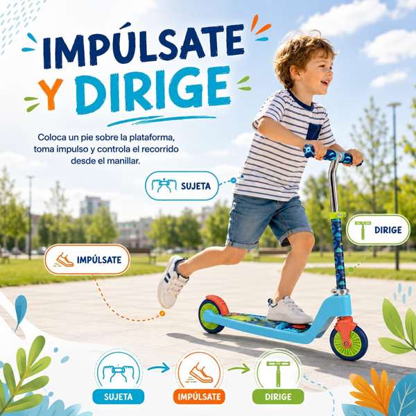 JugaToys Patinete 2 ruedas plegable Dino