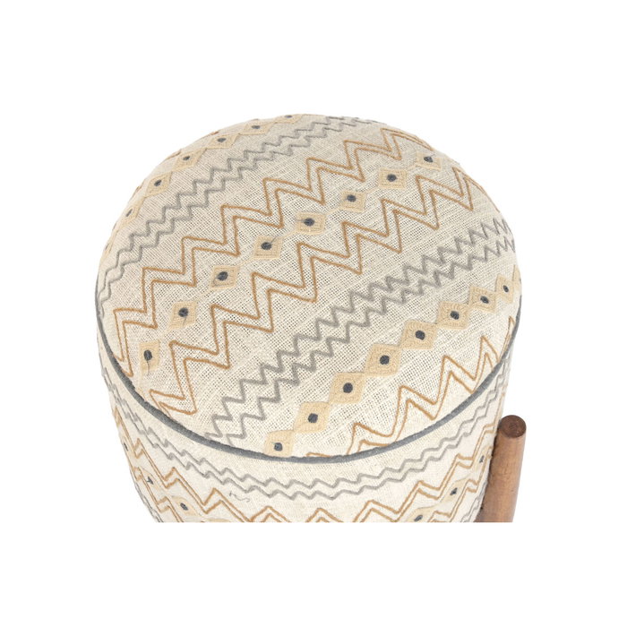DKD Home Decor Reposapiés de Algodón y Mango con Tapa y Bordado DKD Home Decor Reposapiés de Algodón y Mango con Tapa y Bordado