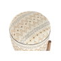 DKD Home Decor Reposapiés de Algodón y Mango con Tapa y Bordado
