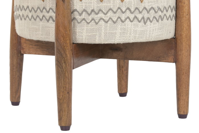 DKD Home Decor Reposapiés Urban Crudo Multicolor Algodón y Mango Bordado 40 x 52 x 40 cm