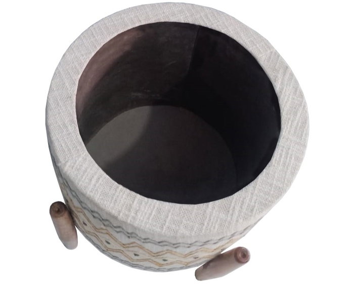 DKD Home Decor Reposapiés Urban Crudo Multicolor Algodón y Mango Bordado 40 x 52 x 40 cm