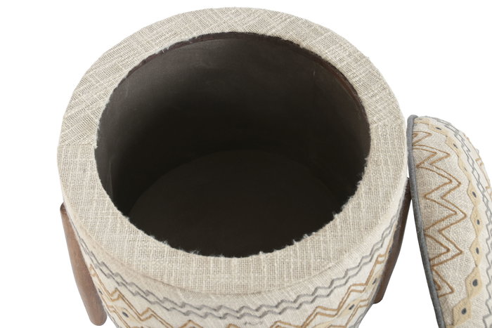 DKD Home Decor Reposapiés Urban Crudo Multicolor Algodón y Mango Bordado 40 x 52 x 40 cm