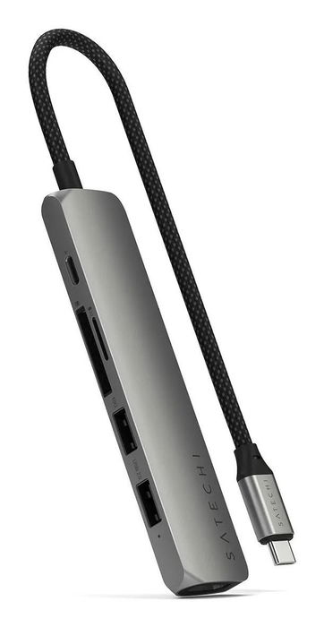 Satechi Adaptador USB-C Multipuerto Delgado 6 en 1 100W 4K HDMI Ethernet USB-A 3.0 100 x 28 x 10 mm Space Grey