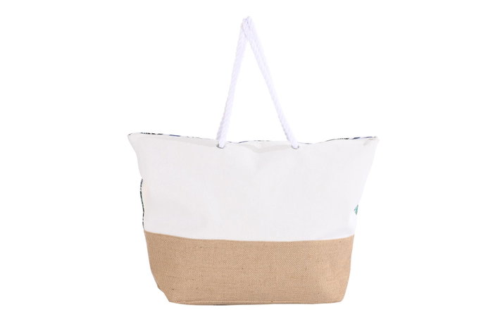 DKD Home Decor Bolso de Poliester con Hojas Azul