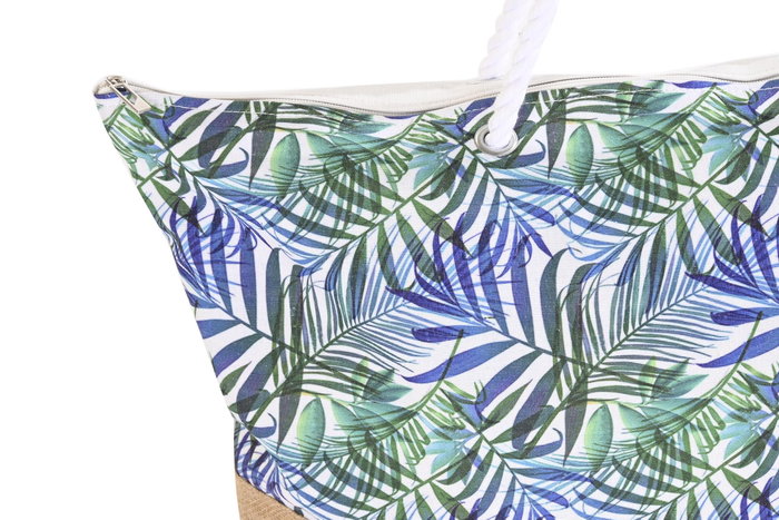 DKD Home Decor Bolso de Poliester con Hojas Azul