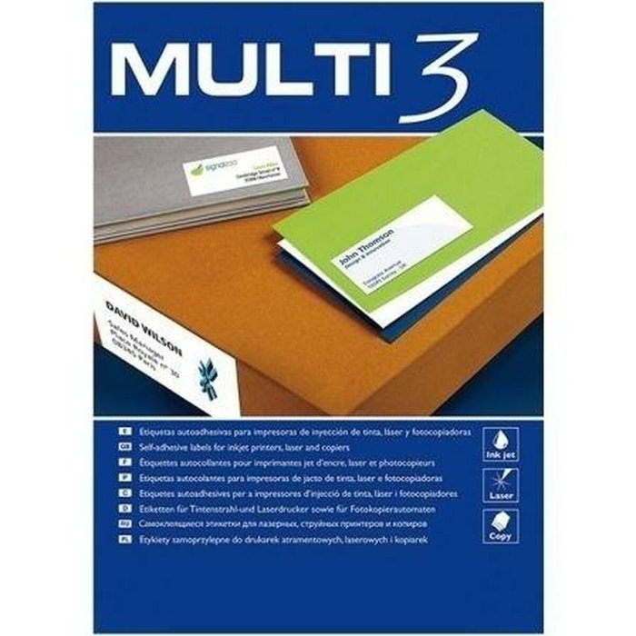 Multi-3 Etiquetas Adhesivas A4 175x135mm Blanco para Inkjet/Láser