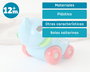 KioKids Arrastre Elefante Sonajero Bebé Azul +12 Meses Juguete Coordinación Aprendizaje Plástico Ruedas
