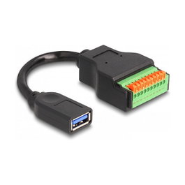 DeLOCK Cable USB 3.2 Gen 1 Tipo-A hembra a bloque de terminales con botón pulsador 15 cm