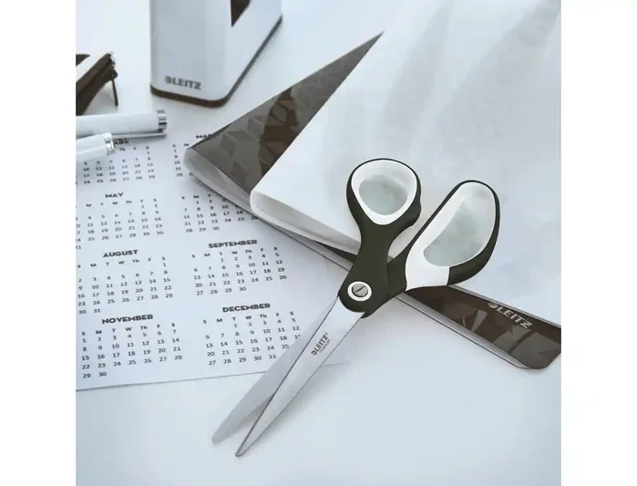Leitz Tijeras WOW Titanium 205 mm, Acero Inoxidable con Recubrimiento Titanio, Negro