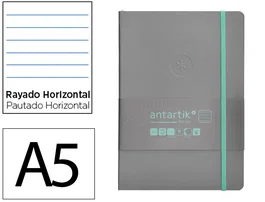 Antartik Cuaderno A5 Tapa Blanda Hojas Rayadas Gris y Turquesa 80 Hojas 80gr FSC