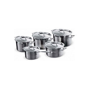 Le Creuset Juego de cazuelas y cazo de 5 piezas en acero inoxidable