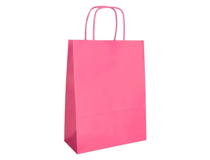Q-connect Bolsa Papel Celulosa Rosa XS con Asa Retorcida 180x240x80 mm (Pack 25)