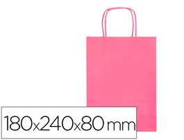 Q-connect Bolsa Papel Celulosa Rosa XS con Asa Retorcida 180x240x80 mm (Pack 25)