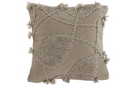 DKD Home Decor Cojín de Algodón Hecho a Mano Beige 45x45 cm (Pack de 2)