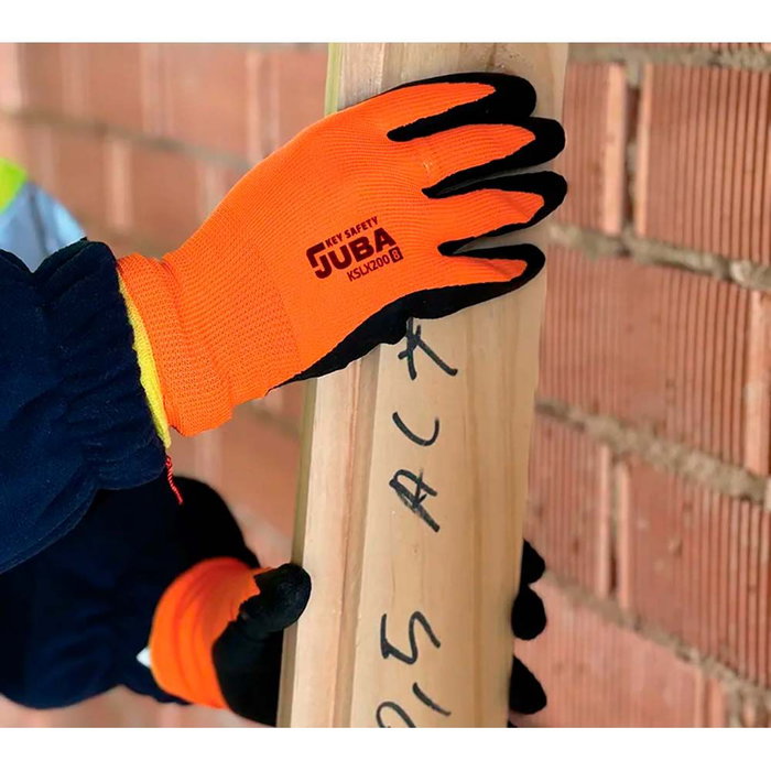 Juba Guante Keep Safe T-10 XL Naranja y Negro de Poliéster con Palma de Látex Rugoso