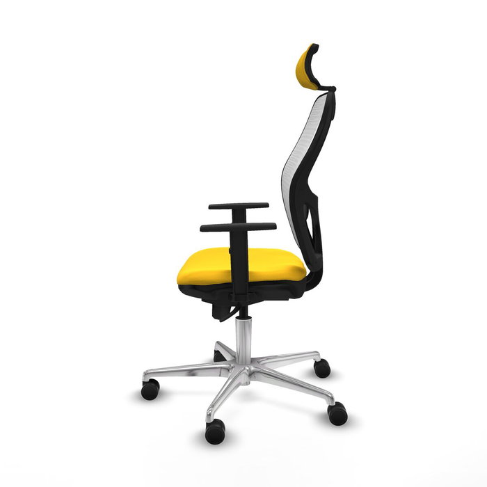 PIQUERAS Y CRESPO Silla de oficina Jorquera con mecanismo Sincro, Similpiel Amarillo y Malla Blanco