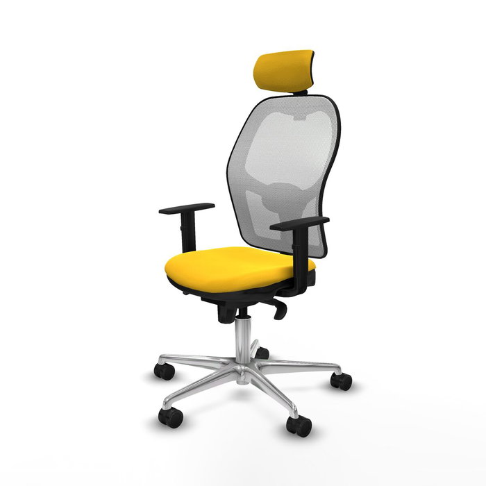 PIQUERAS Y CRESPO Silla de oficina Jorquera con mecanismo Sincro, Similpiel Amarillo y Malla Blanco